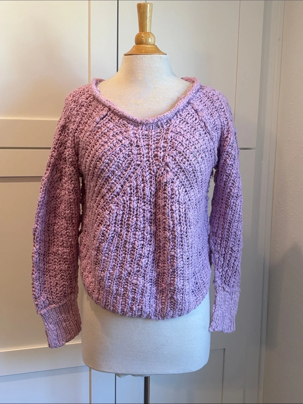 Free People In A Swirl Lilac Boutique Open-Knit Pullover Size XS